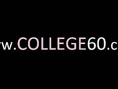 Group of college girls sucking one cock