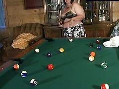 Pussy BBW plays on pool table
