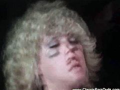 Enjoy this hot vintage vid straight from the eighties. See a provocative blonde sucking and riding her man's cock into a superb orgasm.