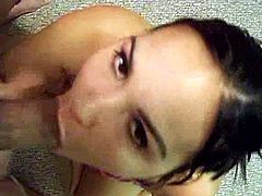 A beautiful brunette girlfriend strokes and sucks her boyfriend's cock,She got an amazing blowjob and handjob skills and ending up with a nice cumshot in her mouth.Enjoy!
