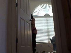 Shabby looking brunette MILF heads to bathroom to get prepared for her long-awaited date. She gets out wearing seductive pink lingerie and stockings before she starts masturbating in front of horny dude in peppering pov sex video by Pornstar.