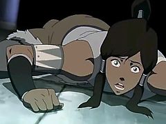Korra gets a giant cock shoved down her throat by an evil villain. He is wearing a mask so she doesn't know his identity. He pulls his big cock out and sticks it in her pretty mouth. She is choking on his cum and her spit.