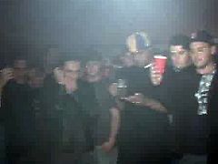 The whole crew at the college party witnessed skanky girl fucking hardcore. They are cheering the dude while he bangs her twat hard.