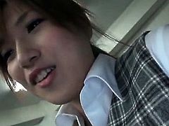 Beautiful Japanese office doll fucked by two horny co workers
