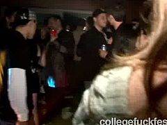 Every college crew has got such dirty slut that is ready to go dirty in public. This feisty college whore is one of those girls. So she takes off her top flashing small tits right in front of the whole crew. Then she goes down sucking cock deepthroat in public.