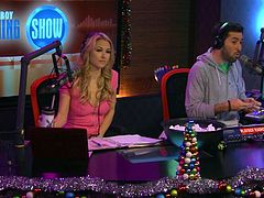 These three sexy girls are on the latest episode of the Playboy morning TV show and they answer questions and show off their boobs. Then they all get together and sing Christmas songs. They are sexy girls.