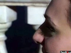 Flat chested brunette Victoria gets warm cum on her face