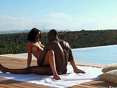 Enormous black dong fucking Latina pussy in this lewd interracial ramming outdoors to give the day the color it deserves.