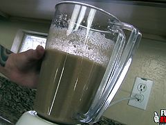 dirty slut gets a chocloate shake in the bum