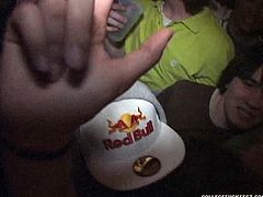A little party never killed nobody. Bunch of steamy student chics in lingerie and aroused dudes party hard rubbing their hot bodies over each other in insane group sex video by Pornstar.