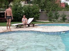 Spoiled fat short haired old brunette seduces young dude near the pool. She takes him home and spreads legs to get her soaking mature cunt eaten right away in steamy 21 Sextury xxx clip.