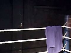 Slutty redhead gets banged on the ring