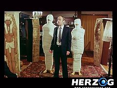 Is it a curse or something else? These mummies are brought to life somehow, but they are not up to no good, they just want to fuck, like the living. The female mummy looks damn fine and her hairy pussy raises the guy's cocks in that room. Let's see how they know to fuck, perhaps in Egyptian style