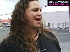 Horny black dude that is into big fat white women picks up one at the parking lot. He talks her over to make porn with him. She easily agreed though. So enjoy watching filthy fat slut sucking BBC deepthroat.
