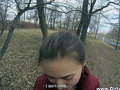 I always take my spy glasses everywhere I go because you just don't know when they can be helpful! This time I recorded something special, a beautiful sight of autumn in the park and a cute chick that sucked my dick. She is so pretty, those eyes, her lips and the way she kneels to suck my dick like a whore!