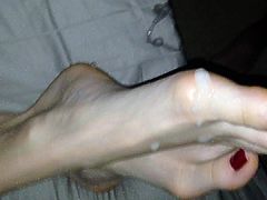 Cumming on Cumslut Barbies Red Toes