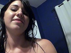 Sextractive brunette babe with tempting fresh body soaps her body in the shower getting ready for dirty sweaty sex. Fresh out the shower she gives stout blowjob in the bedroom. After she stands on her all four getting nailed hard doggy style.