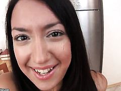 Brunette is in the mood for masturbating