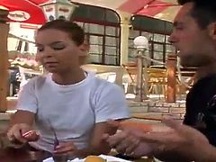 Brown-haired slut Jaquelline Gold is playing dirty dirty games with two dudes indoors. She sucks their dicks ardently and then allows the men to smash her coochie and tight butt.