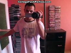 Petite college girl gives head pov