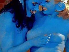 Lexi Belle and Charley Chase as Smurfette and Sassette Smurf have lesbian sex in this outstanding parody. Blue girls show off their sexy bodies and play with each others lovely pussies.