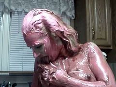 Crazy and super horny MILF got herself annointed in chocolate and strawberry jam so she could get licked off by her boyfriend.Watch her boyfriend licking it off from her wet and chocolate pussy in ChickPass Network sex clips.