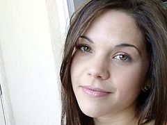 Cute teen amazes by posing when deep drilling her puffy pussy with a stiff toy