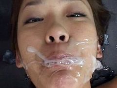 Young asian nurse gets filled with cum during top bukkake porn scene
