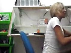 Hot Blonde Sucks A Colleague At Work