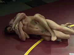 Randall O'Reilly, Steve Sterling and two more guys are having a tussle on tatami. They beat each other furiously and then suck each other's schlongs and take them deep into their assholes.