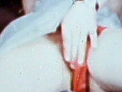 Hairy blonde babe gets nailed and made to swallow during sexy vintage hardcore action