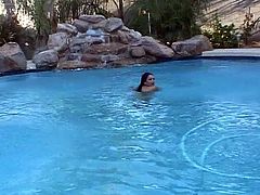 Porner Premium brings you an amazing free porn video where you can see how a lovely shemale swims and plays in the pool while assuming some very hot poses.