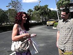 Redhead with bald twat gets her mouth fucked hard and deep
