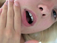 Adorable blonde slut gets it right and swallows a huge load from this horny guy