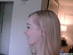 Watch this horny blond babe all naked playing her boyfriend's play station in his bedroom all ready for that penetration in her pussy in Team Skeet sex clips.