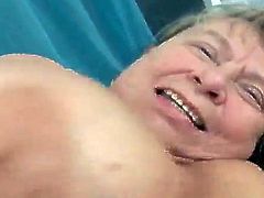 Watch this granny sucking on this guy's big black cock before her fat sloppy pussy being drilled by this monster cock.