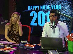 To ring in the new year the morning show hosts have invited two sexy ladies into the room. They celebrate and ask sexy questions before the two girls stand up and put on a show for the listeners at home.