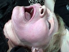 Two punks rape granny. They fuck her mouth and pussy with those angry cocks while she screams. At the end they both cum on her face with their huge loads.