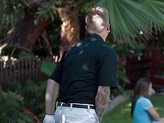 Michael Vegas plays golf and have a conversation with cutie