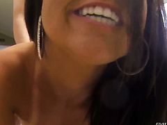 Dillion Harper shows off her hot body as she gets her mouth fucked