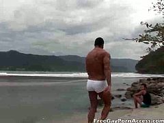 Junior Pavanello was sitting on the beach, admiring the view when Christian Torquato showed up topless. He was so attracted to him, that he immediately offered him a blowjob.