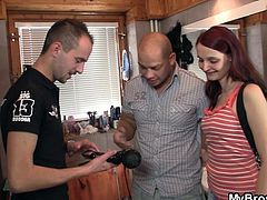 Cute Nikola needs a hair due so her bf brings her to his bro who's an excellent hairdresser. Everything seemed to be all right until the guy left, his bro and the slut felt attracted to each other so in no time the bitch got naked. Seems that things will soon complicate around here!