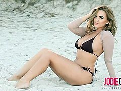 Jodie On the Beach In Her Brown Bikini