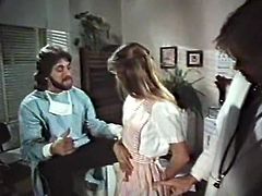 Yet another wild retro MMF threesome! Lusty young nurse gives blowjob to her surgeon while the other doctor licks her soaking wet hairy pussy.