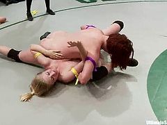 Penny Barber, Sarah Shevon, Odile and Penny Pax are having a catfight on tatami. The chicks wrestle with each other and then the winners sit down on the losers' faces and get their cunts licked.