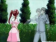 Have a blast watching this animated clip where a sexy babe, wearing a pin outfit, gets her pussy fucked hard in public under the trees.