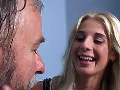 Oldje brings you an exciting free porn video where you can see how a kinky blonde belle gets banged hard into heaven by an old man while assuming very interesting poses.