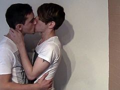 Sweet young boys are kissing each other on the cam