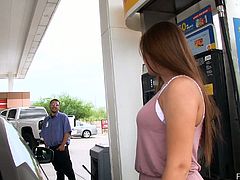 Goddess Annalynn Shows Her Big Tits At A Gas Station