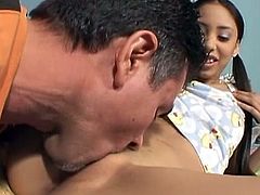 Adorable teen feels amazing with such massive cock drilling her warm holes
